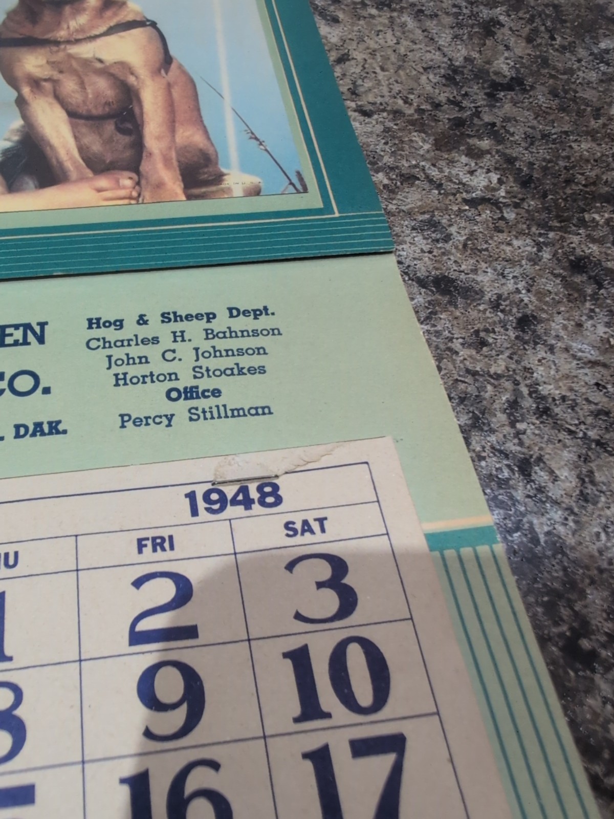 Vtg Long & Hansen Commission Co Calendar 1948 Sioux Falls South Dakota Stock…