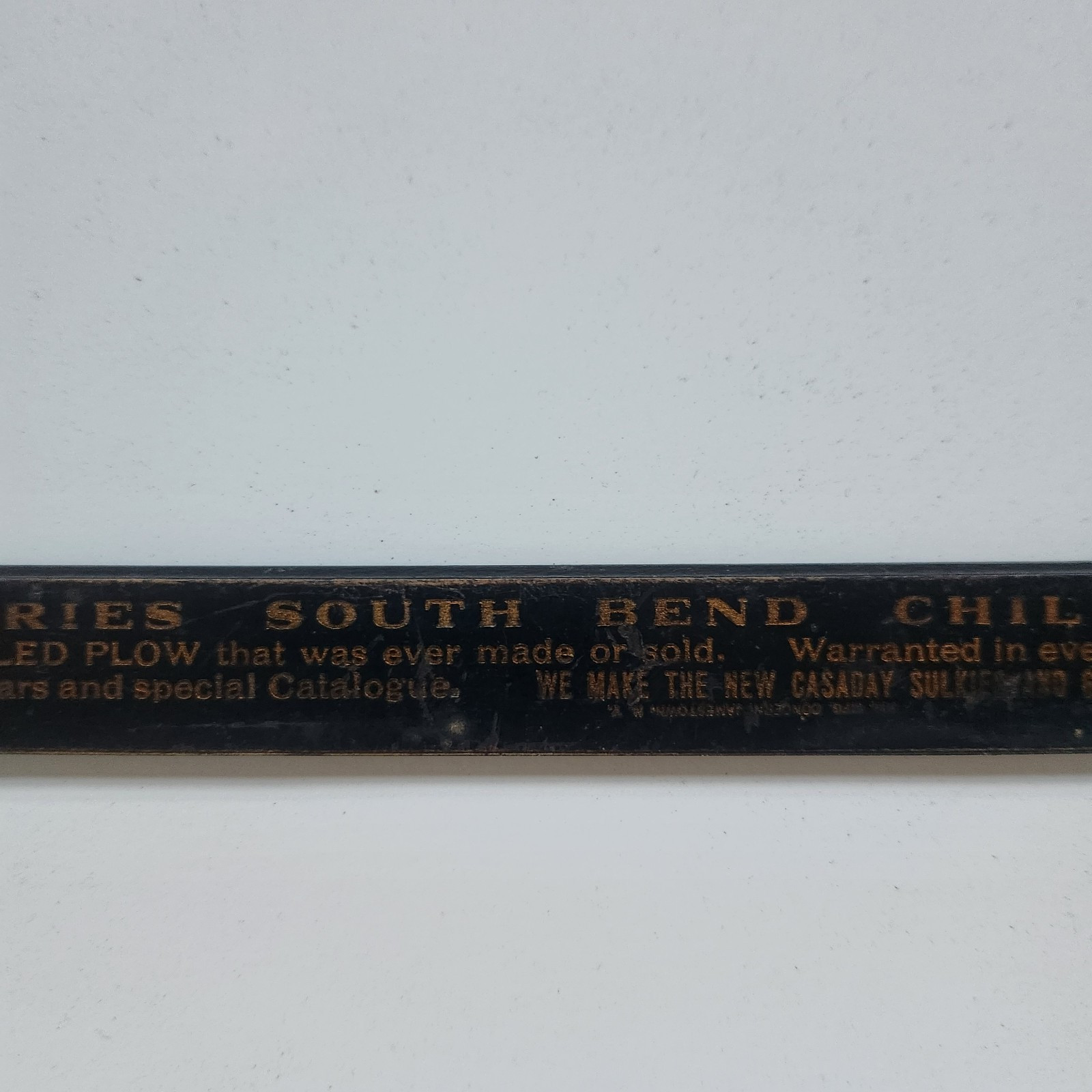 South Bend Chilled Plow Co Vintage Advertising Wood Ruler Farm Tools Cultivators