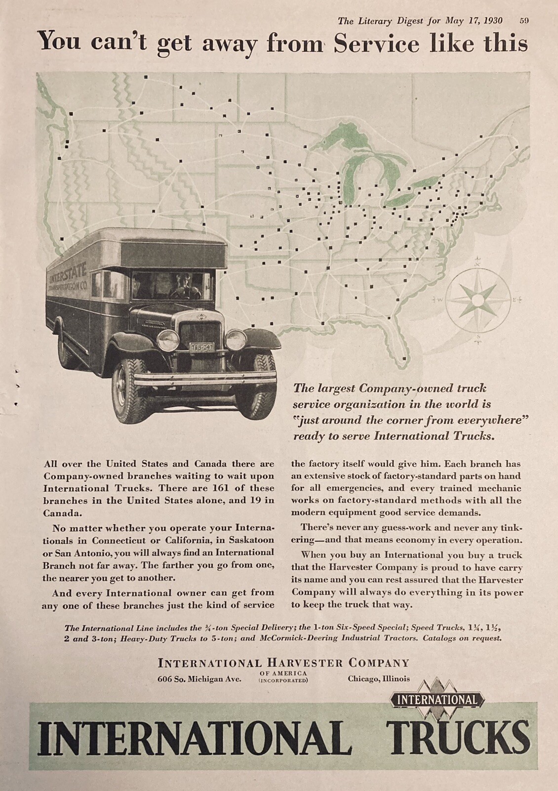 1930 AD.(XH22)~INTERNATIONAL HARVESTER CO. HEAVY DUTY DELIVERY TRUCKS