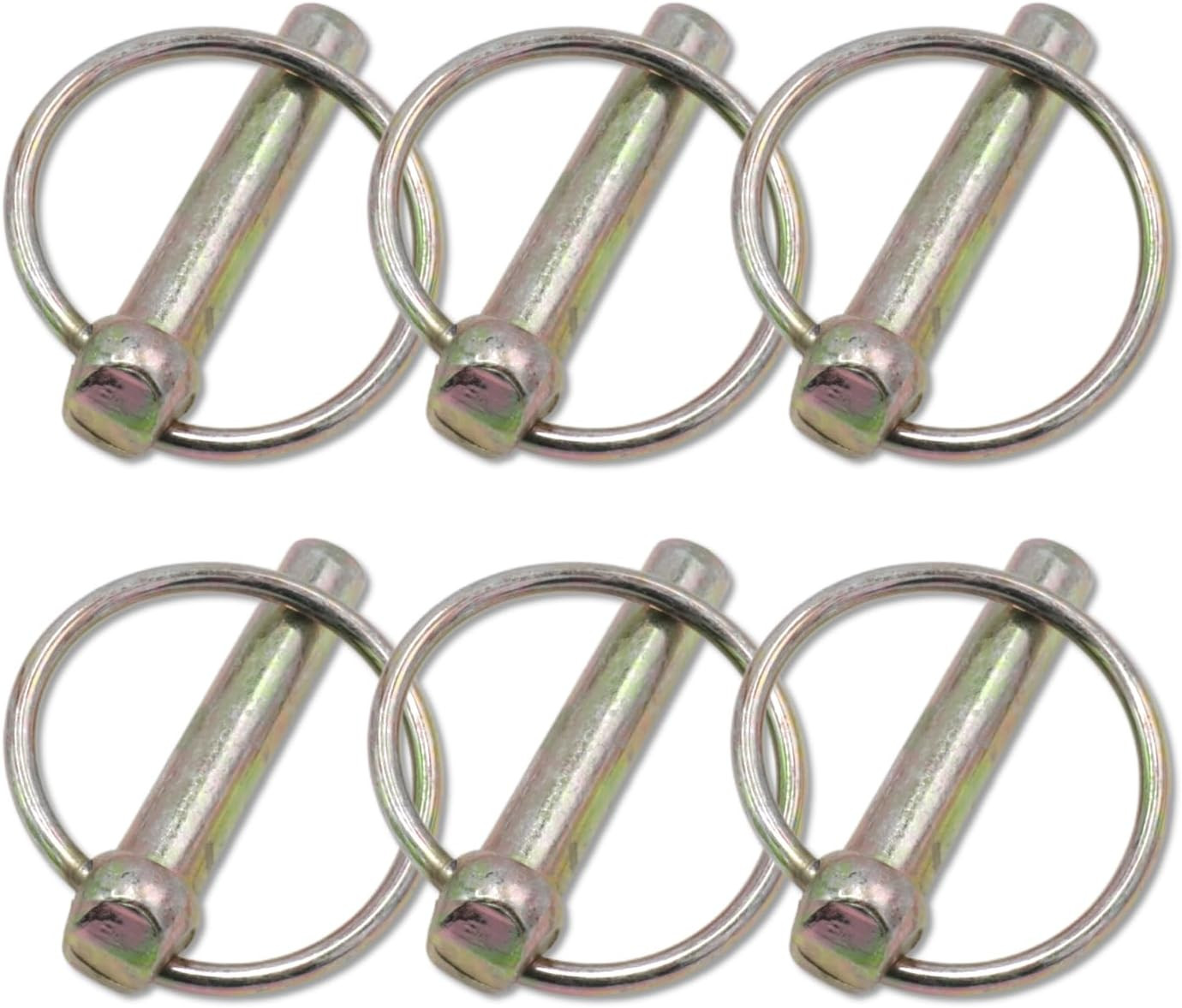 3/8 Inch Lynch Pin Assortment Kit, 6Pcs Heavy Duty round Linch Pins with Ring, L
