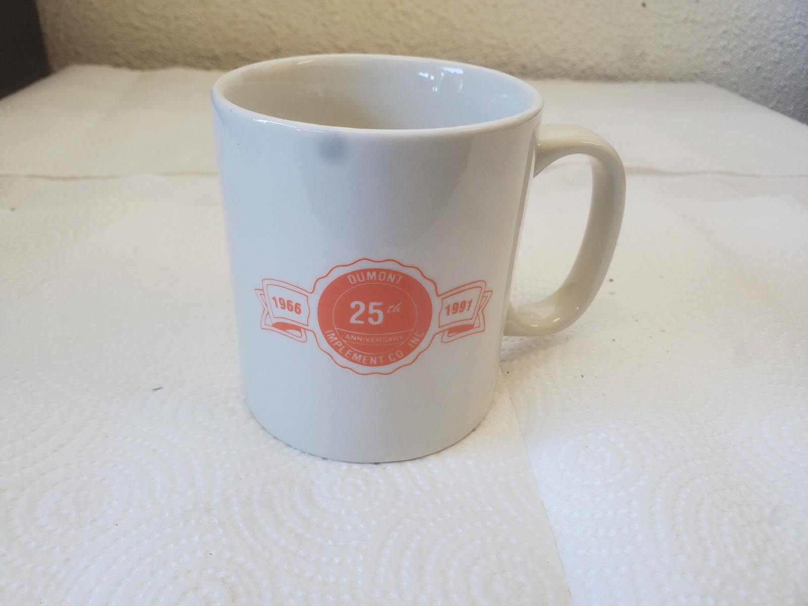 Ceramic Coffee Mug Dumont Implement 25th Anniversary 1966-1991 Dumont Iowa