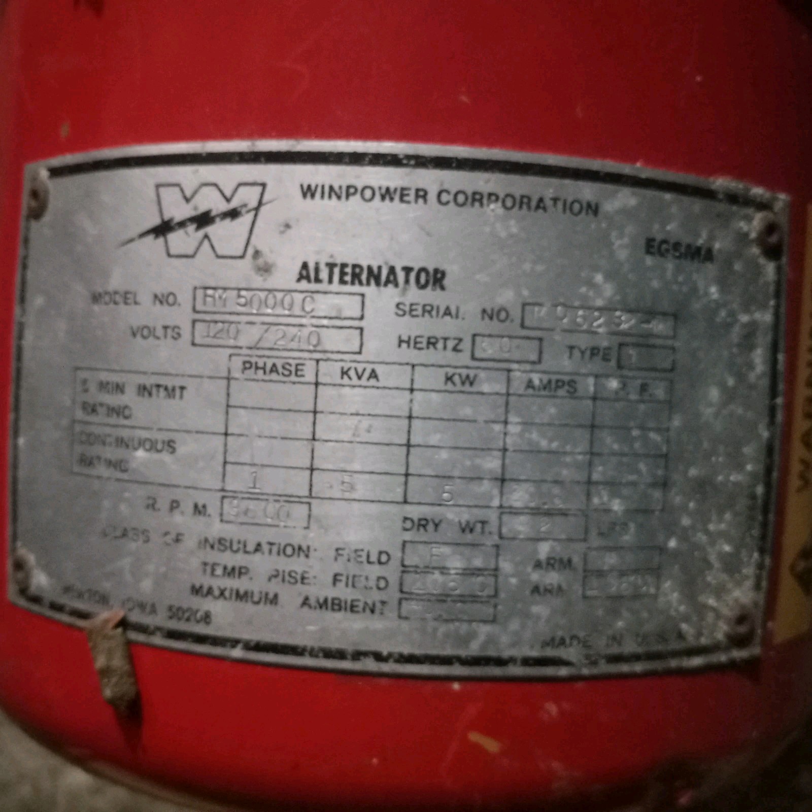 Tractor Generator/WINPOWER Tractor Alternator, Heavy, Great Stored Condition