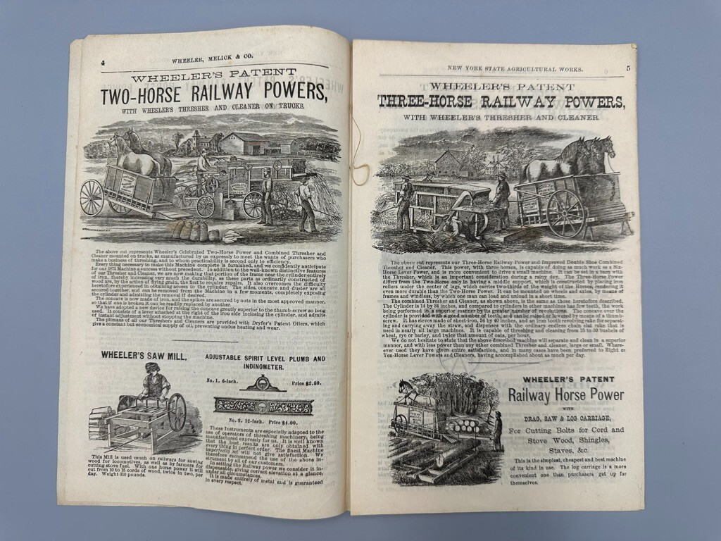 1870s NY AG WORKS Albany WHEELER MELICK Farm CHAMPION Horse THRESHER Advertising