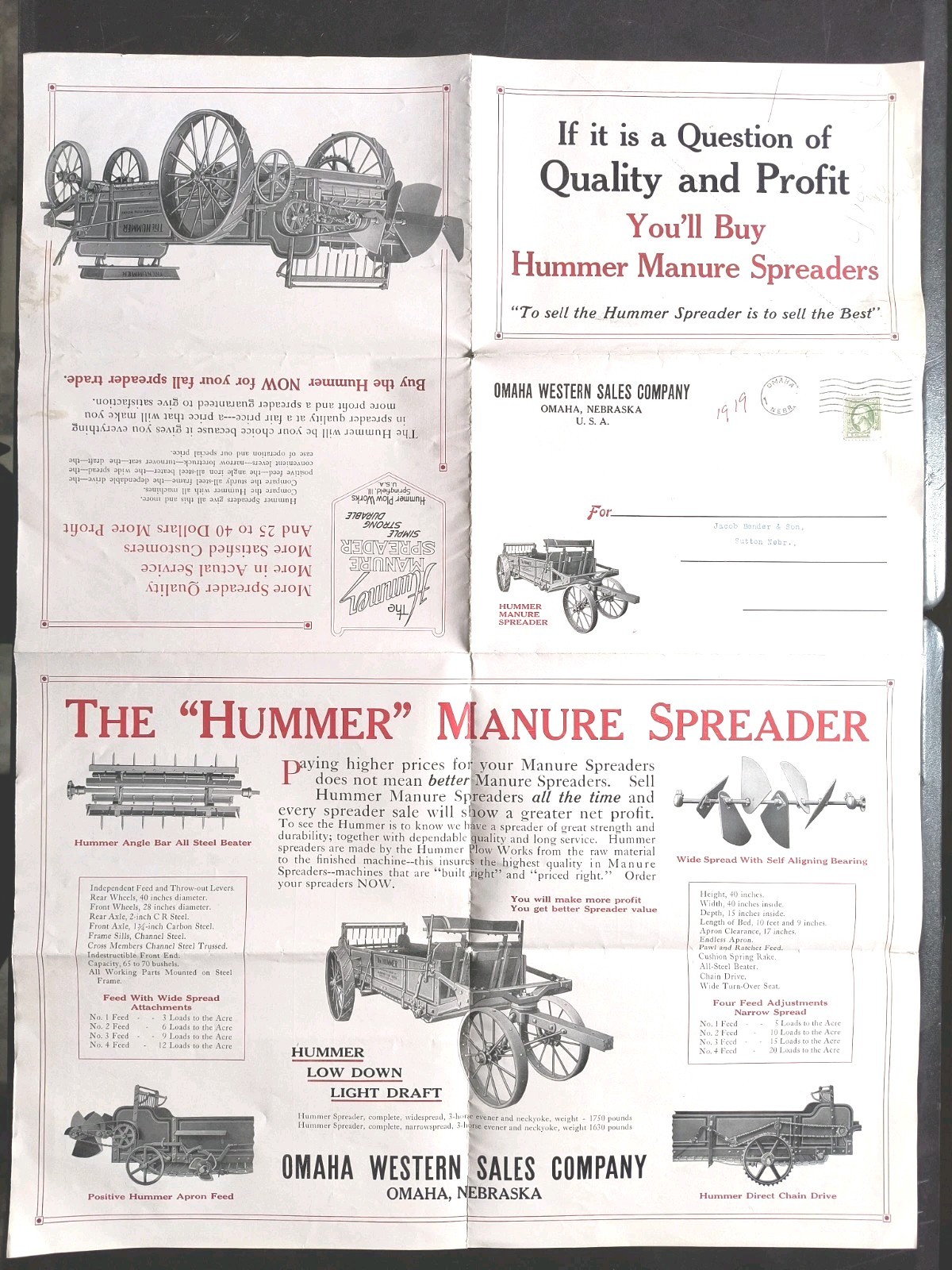 1920s Hummer Plow Works Sales Brochure Lot Springfield Ill. Farm Poster