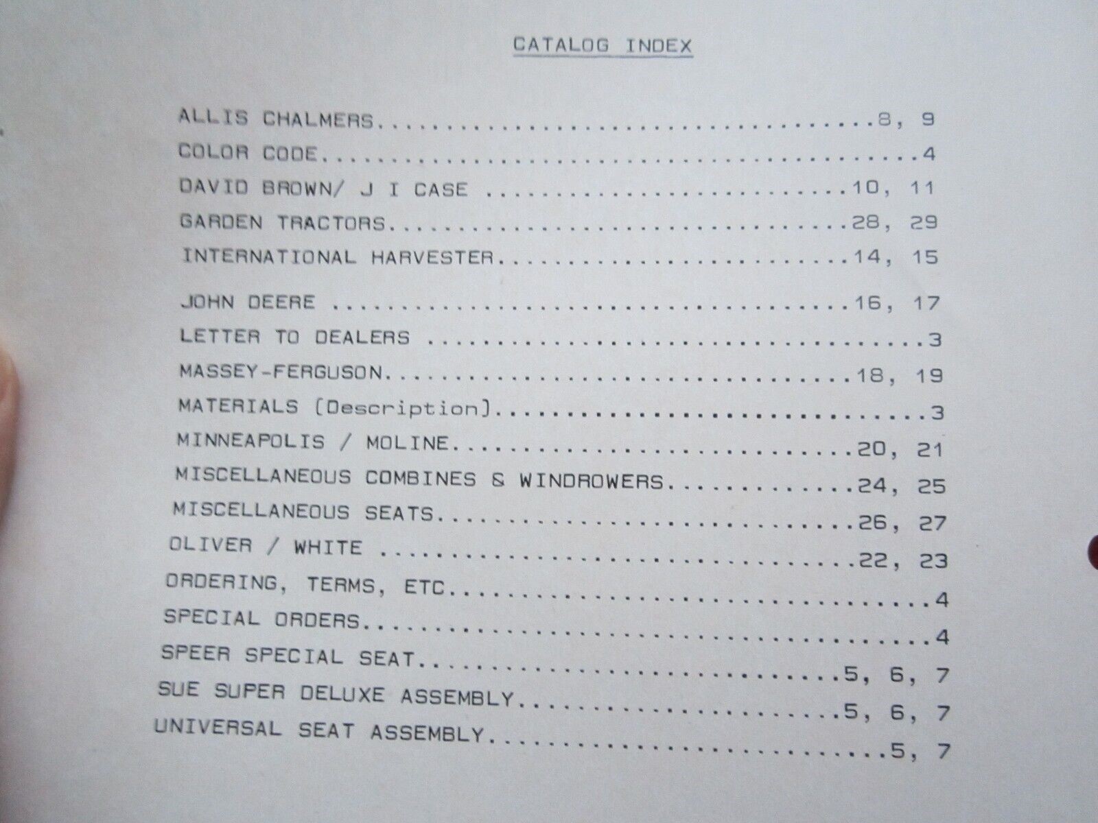 1970&rsquo;s SPEER CUSHION Co. HOLYOKE COLORADO TRACTOR SEAT CATALOG DEERE, AC,CASE,IH