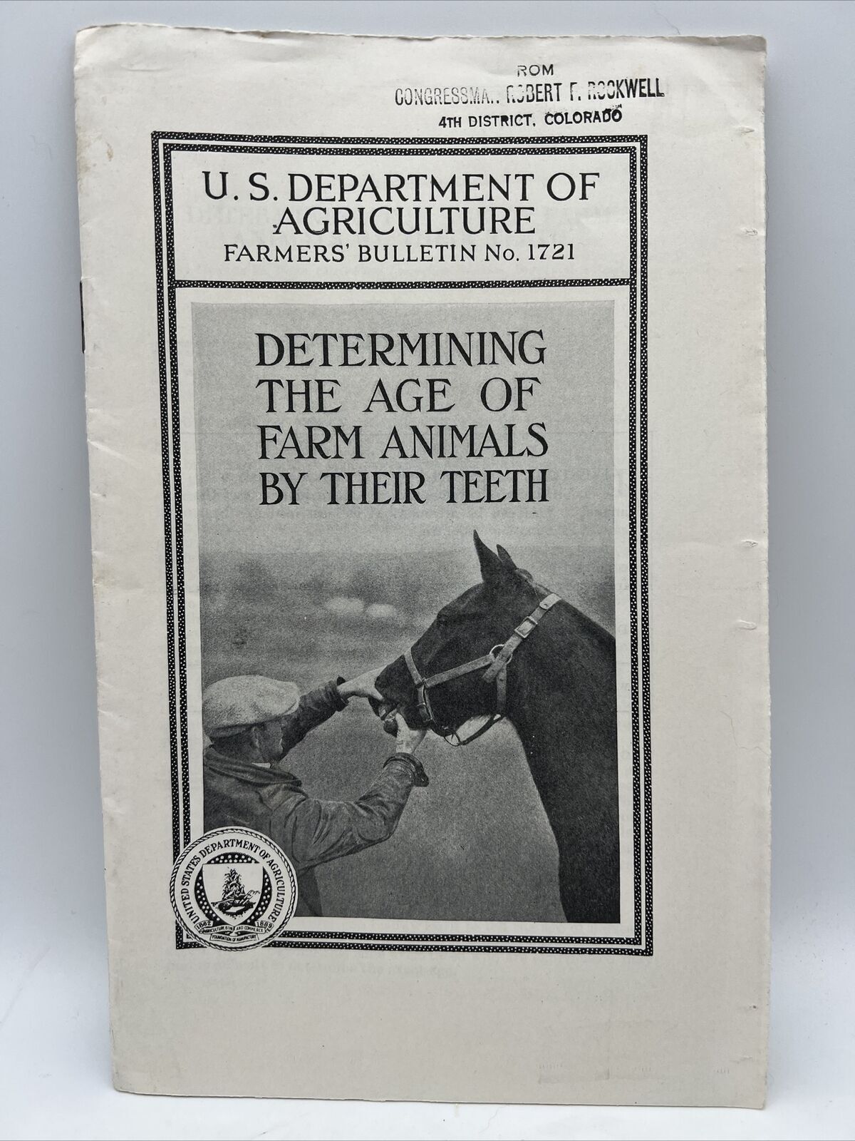 1934 USDA Farmers Bulletin No 1721 DETERMINING THE AGE OF FARM ANIMALS BY TEETH
