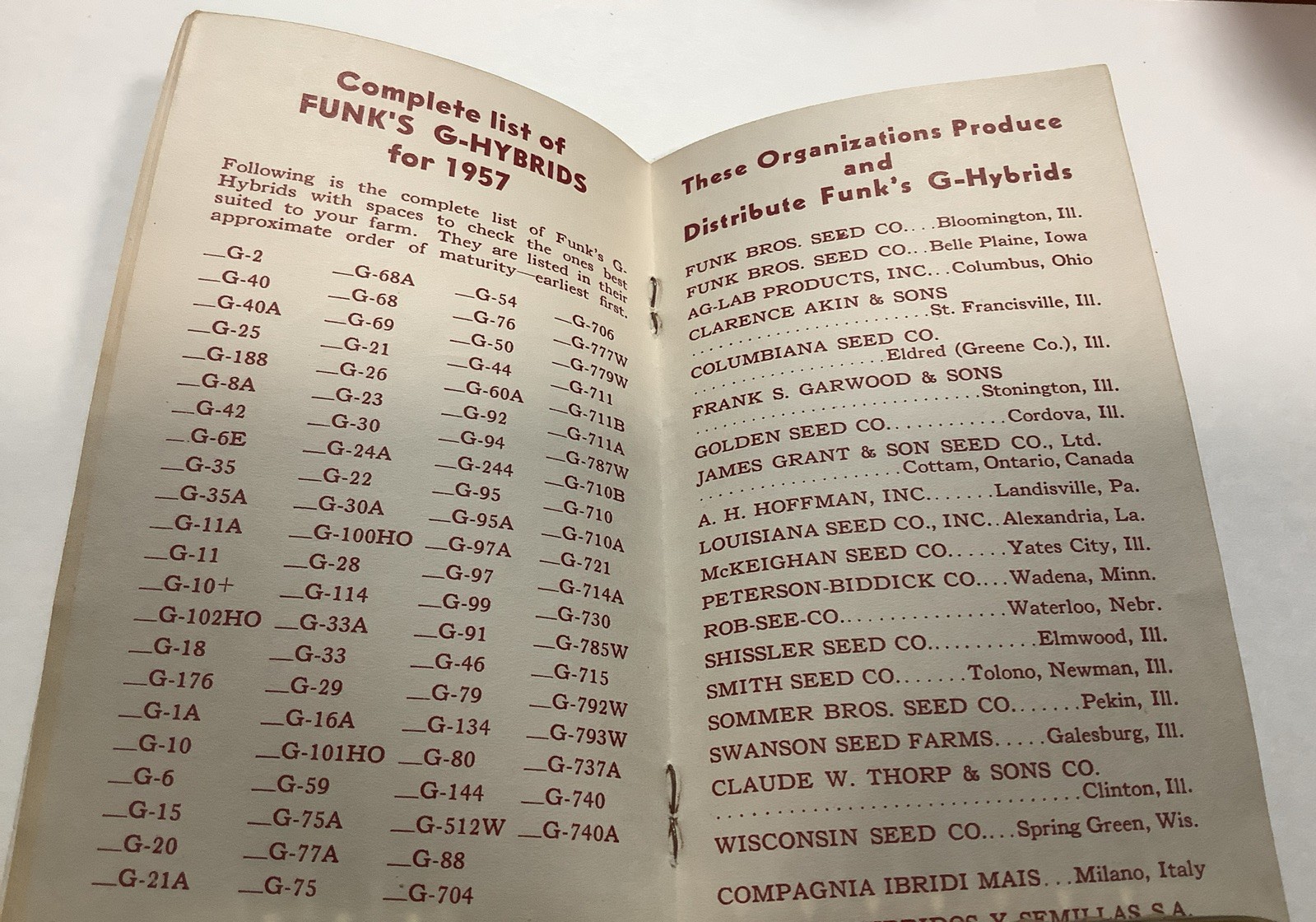 Vintage Funk’s G Hybrid Corn Data Notebook 1956-FREE SHIPPING