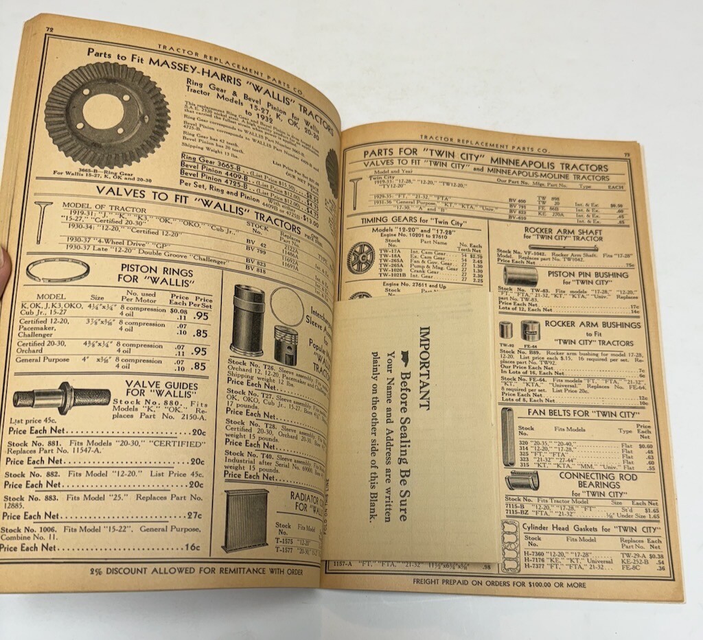 1940 Replacement Parts Catalog John Deere Allis Chalmers MM Case Avery 116 Pages
