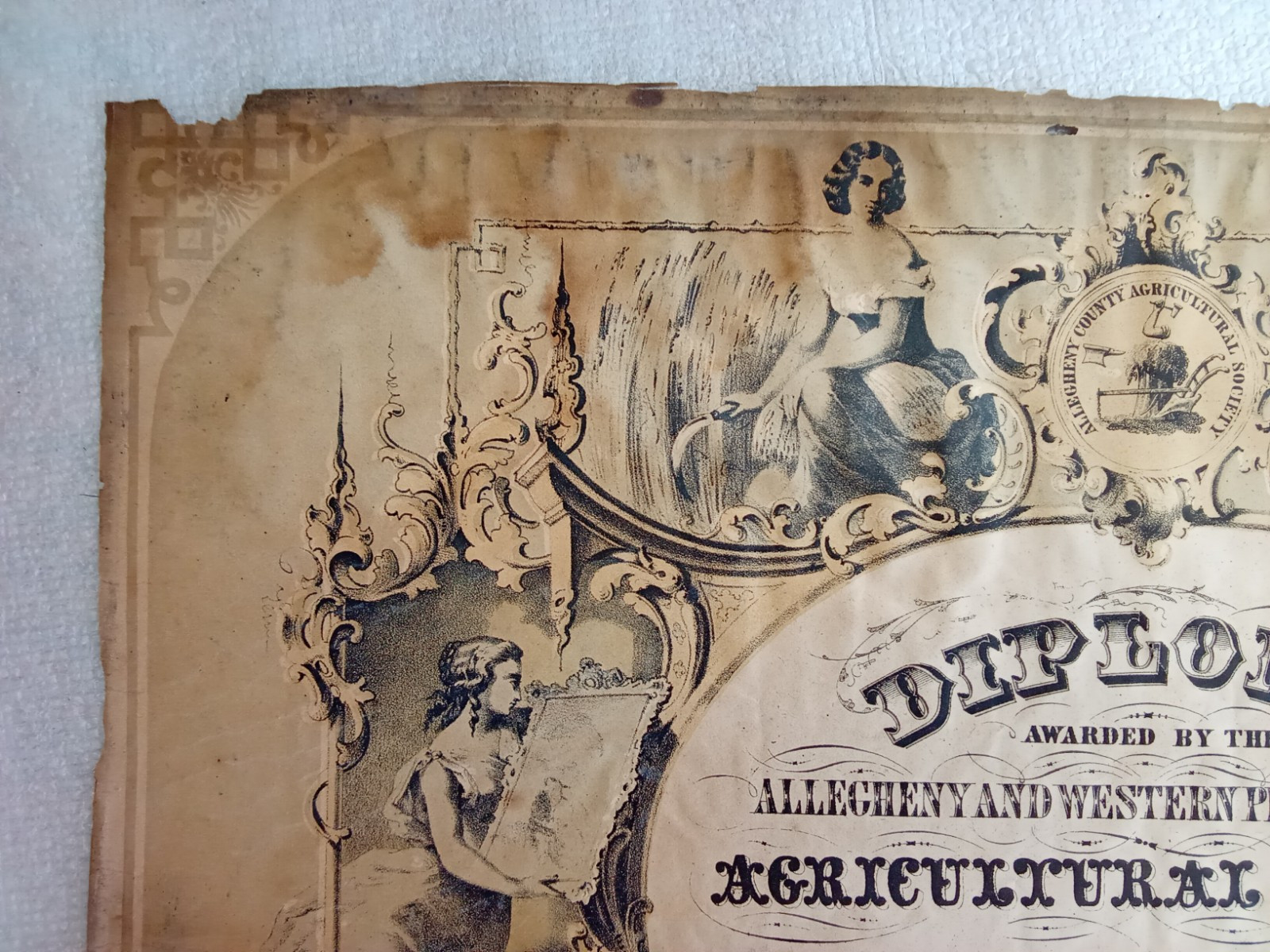 ANTIQUE 1860 ALLEGHENY PENNSYLVANIA AWARD BEST WASHING MACHINE AGRICULTURAL SOC.