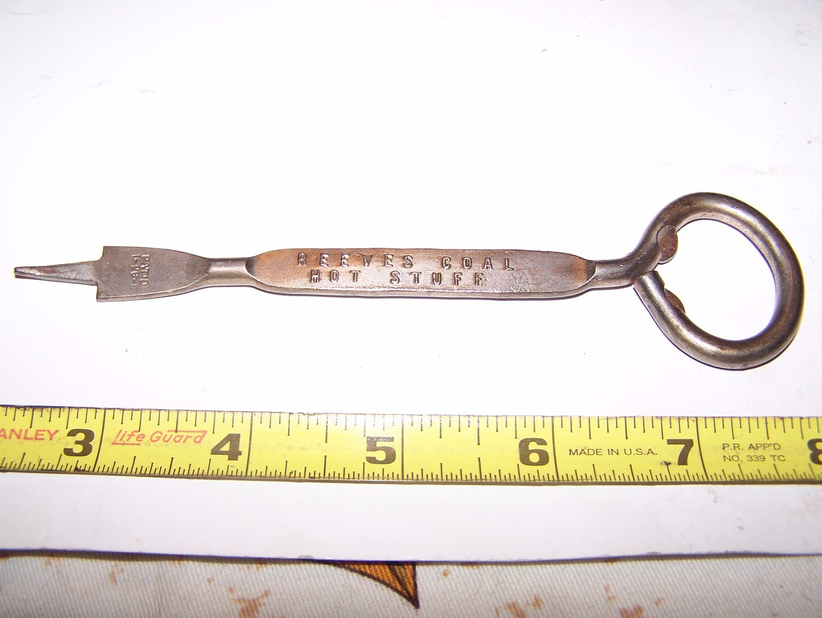 Old REEVES COAL Milk Bottle Opener Steam Tractor Hit Miss Gas Engine Oiler NICE!