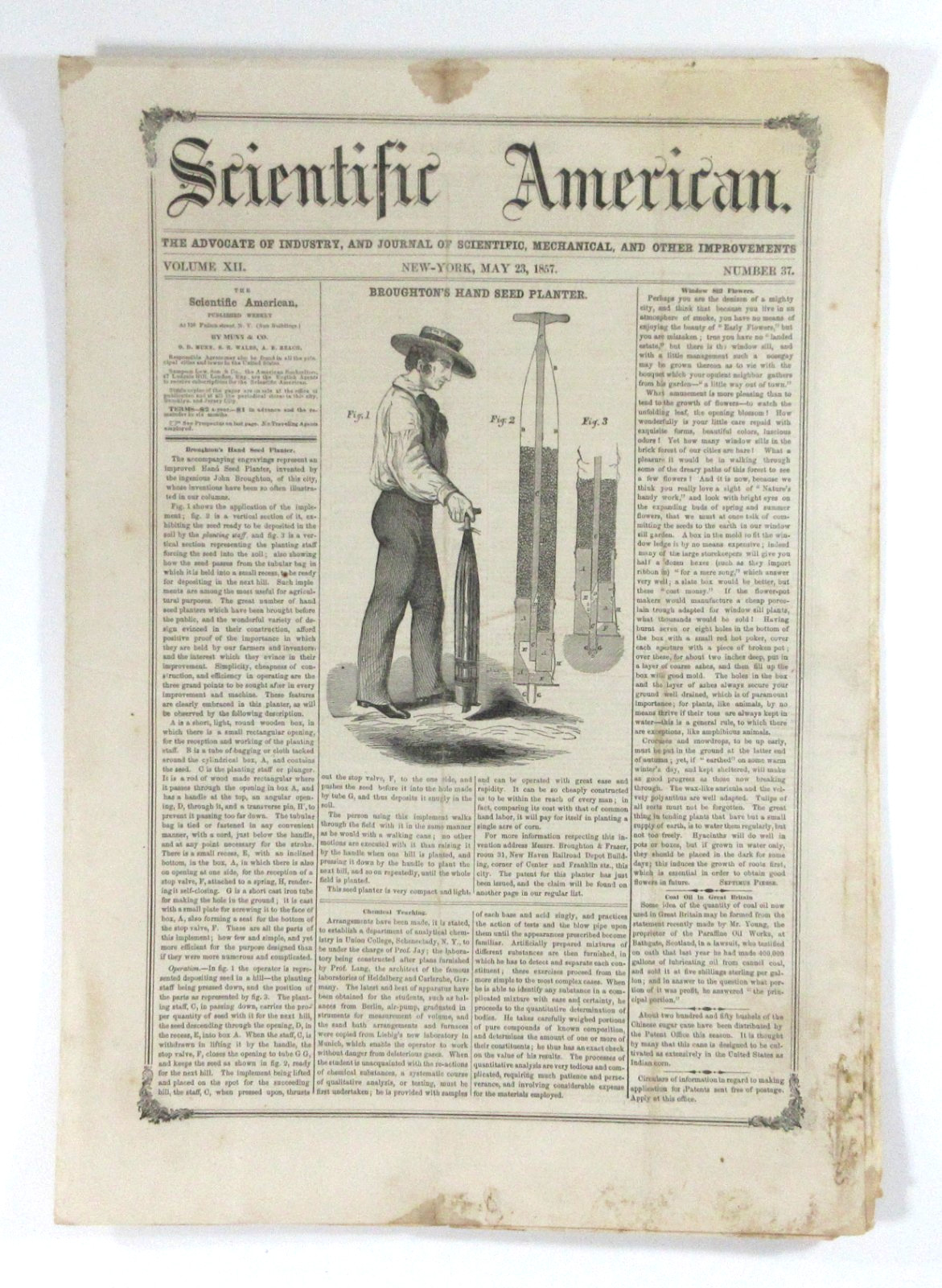 Antique Farm Tools Windmill Seed Planter Cotton Baler Scientific American 1857