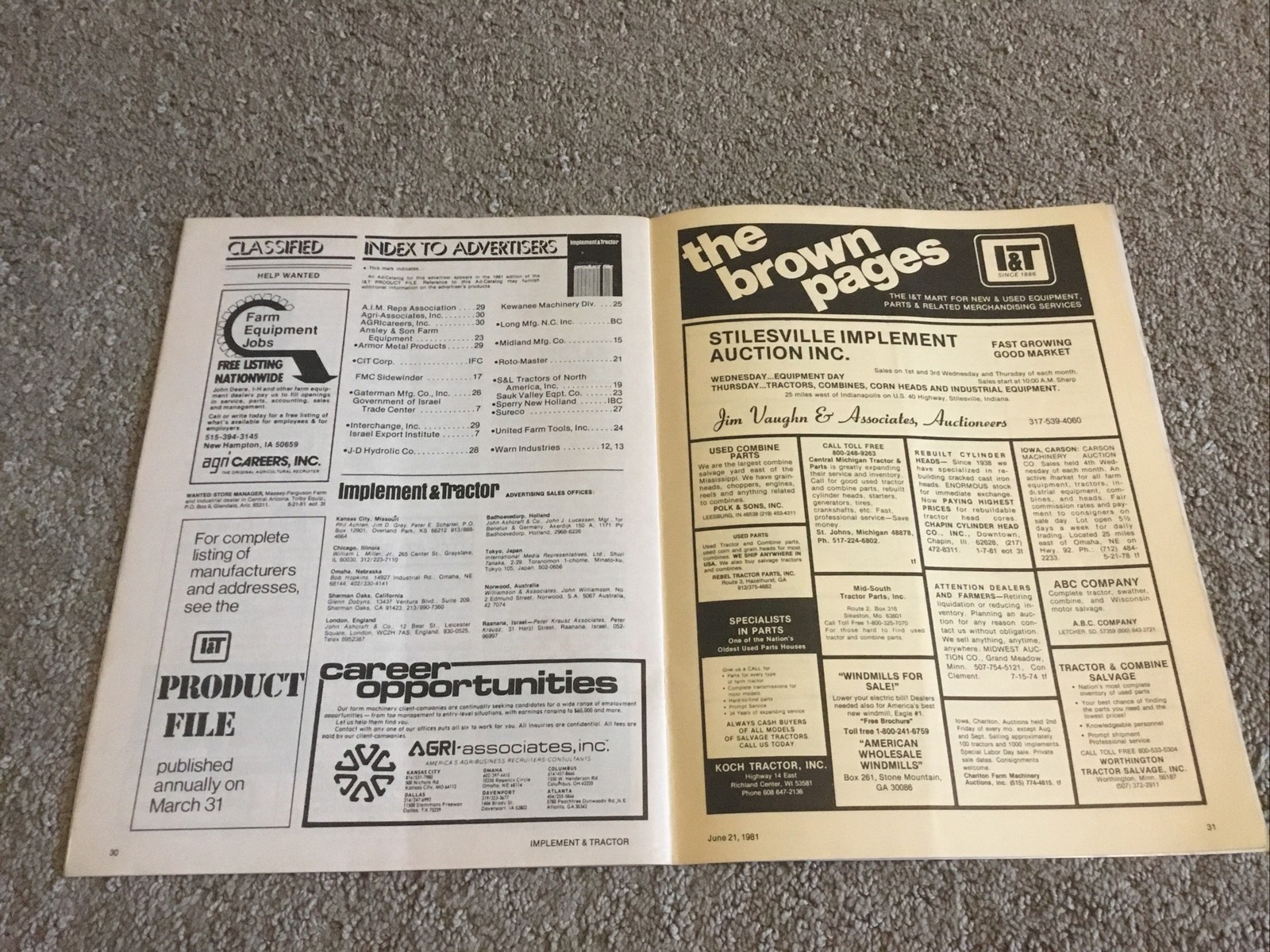 Implement & Tractor Magazine June 21, 1981 Farming Agriculture Vintage Ads J