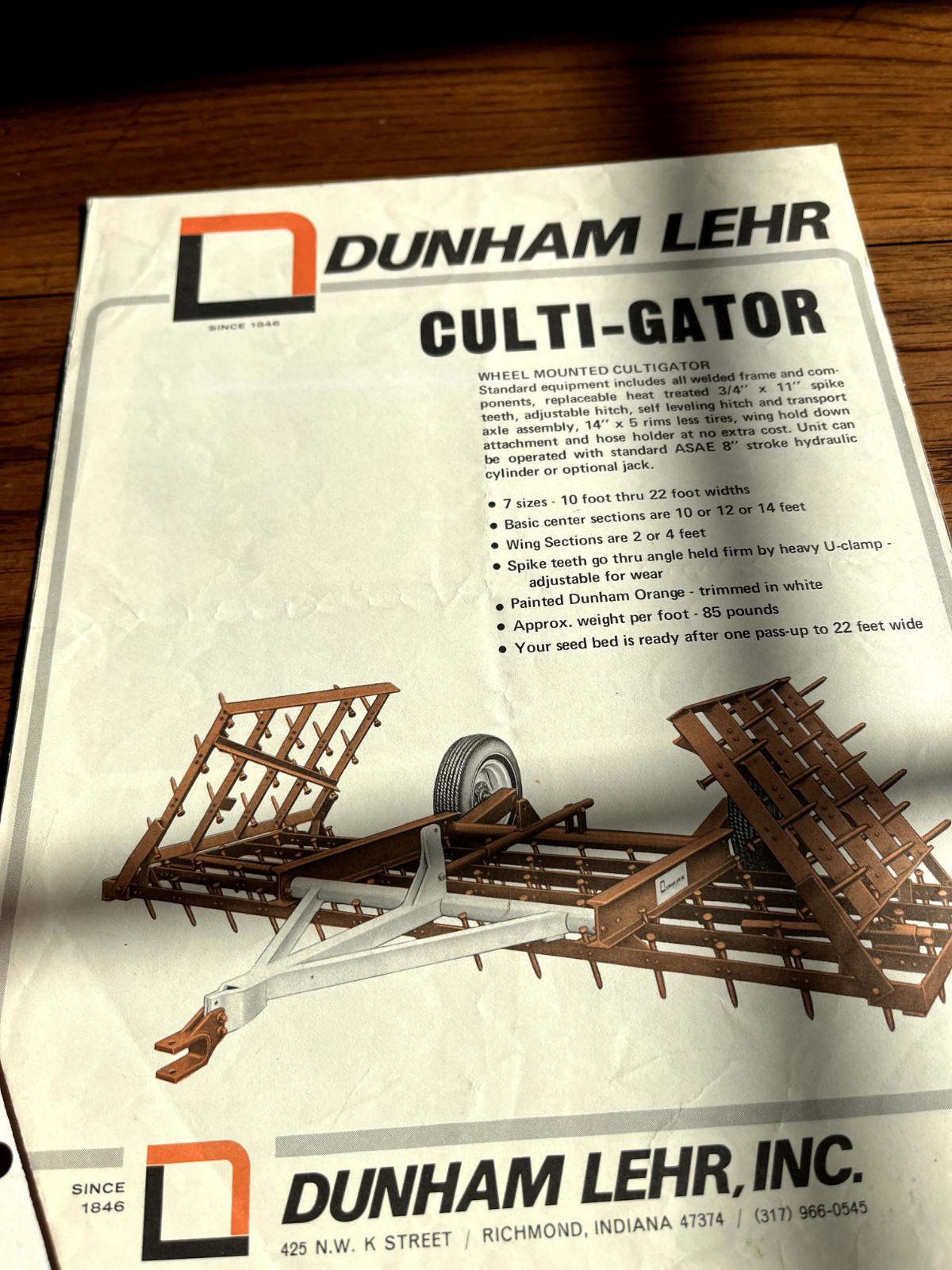 Dunham Lehr Culti-Gator Brochure BAOH