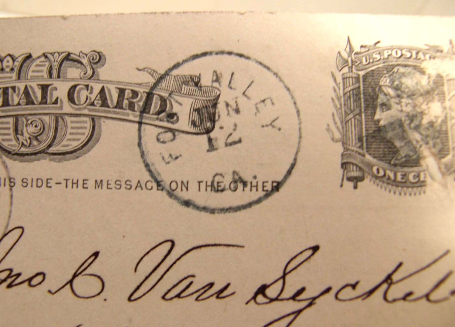 ANTIQUE 1882 POSTCARD H C HARRIS DOW LAW COTTON SEED PLANTER FORT VALLEY GA