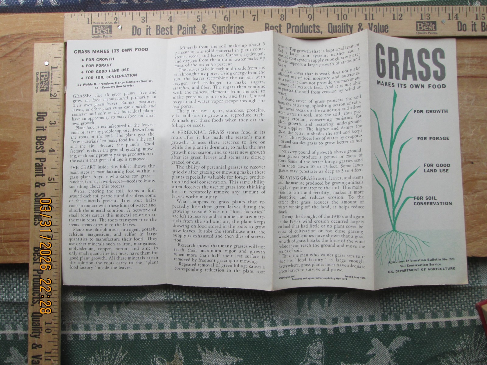 grass Makes it own food US Dept of Agriculture Bulletin no. 223 brochure 1976