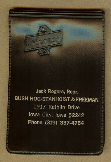 Vintage Jack Rogers Bush Hog-Stanhoist-Freeman Equipment, Iowa City, IA Notebook