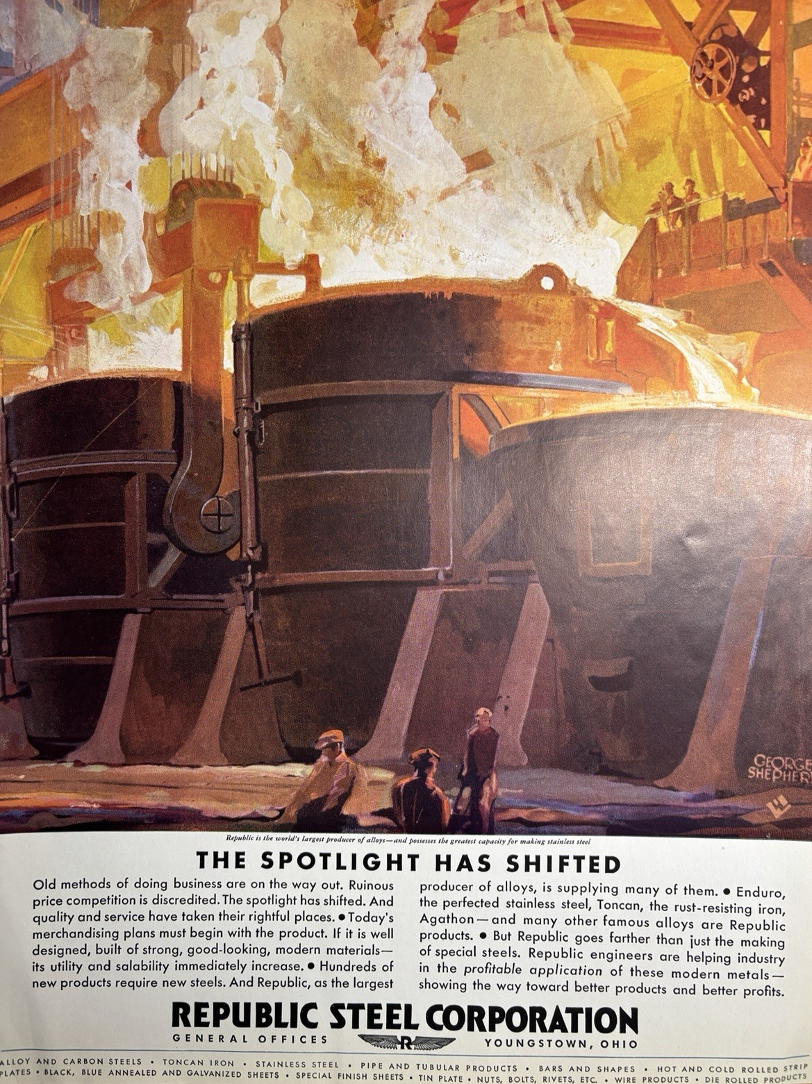 1930s Republic Steel Corporation Alloys Stainless Youngstown Ohio VTG Print Ad