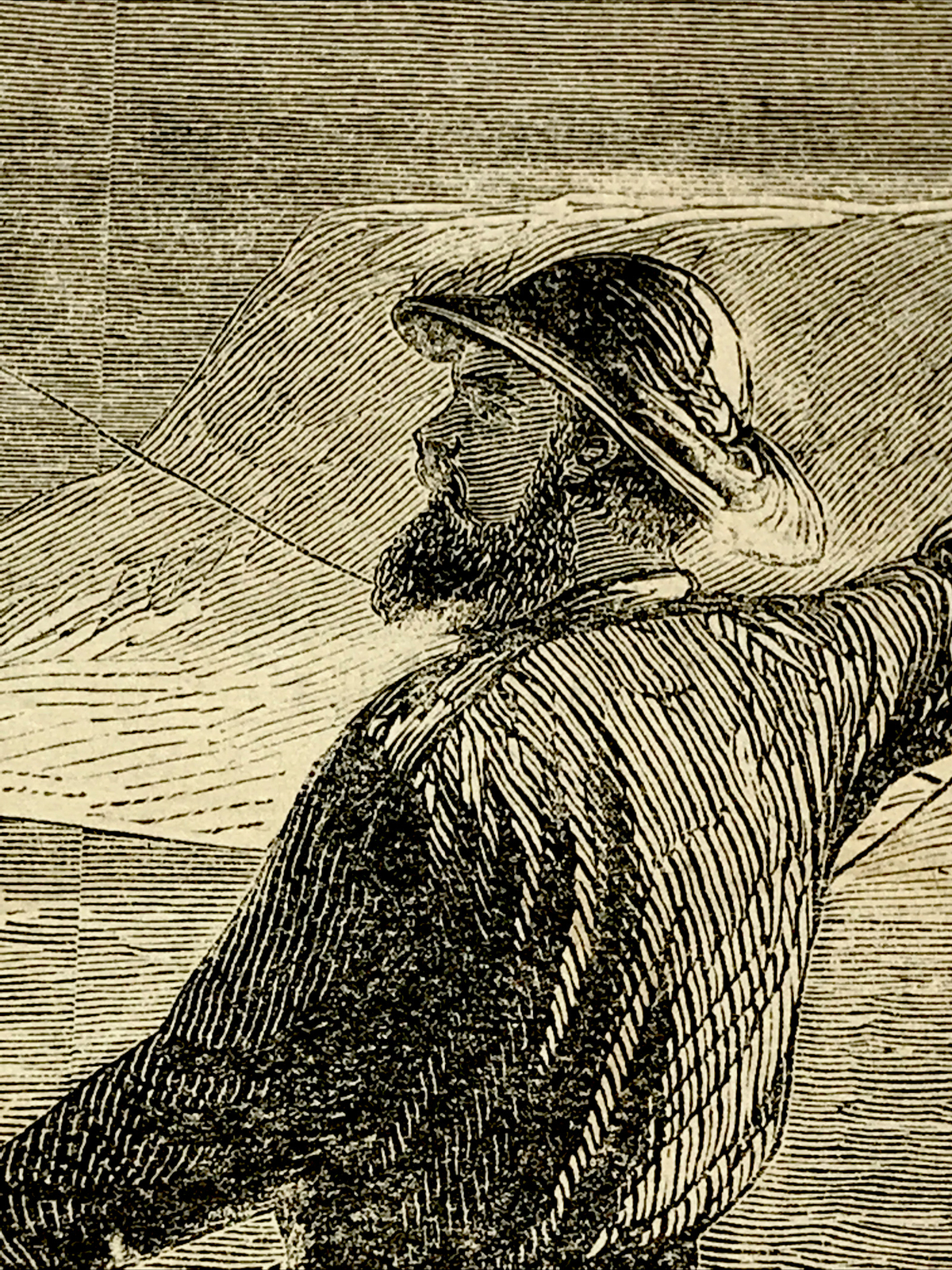 1873 BLUE-FISHING FROM THE SHORE Engraving Advertising