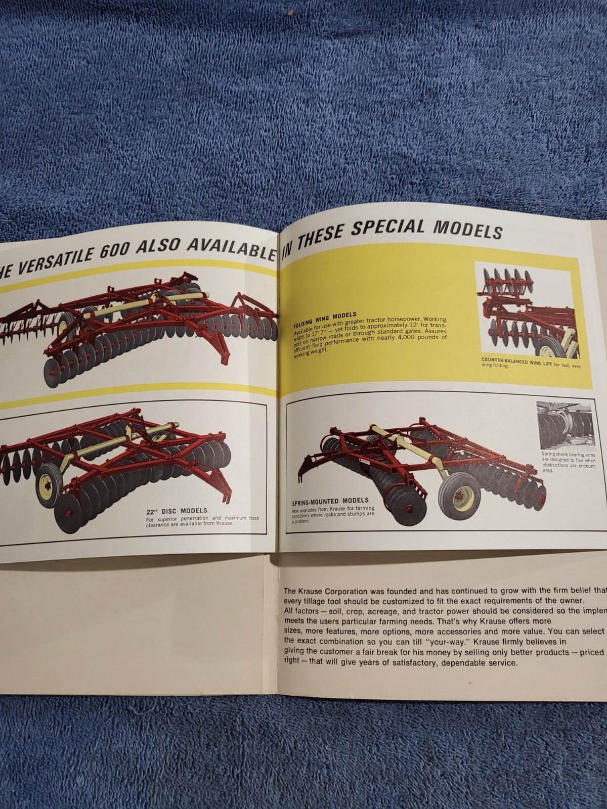 1967 Vintage BROCHURE Krause Field Disc Harrow 600 Series, John Deere tractor