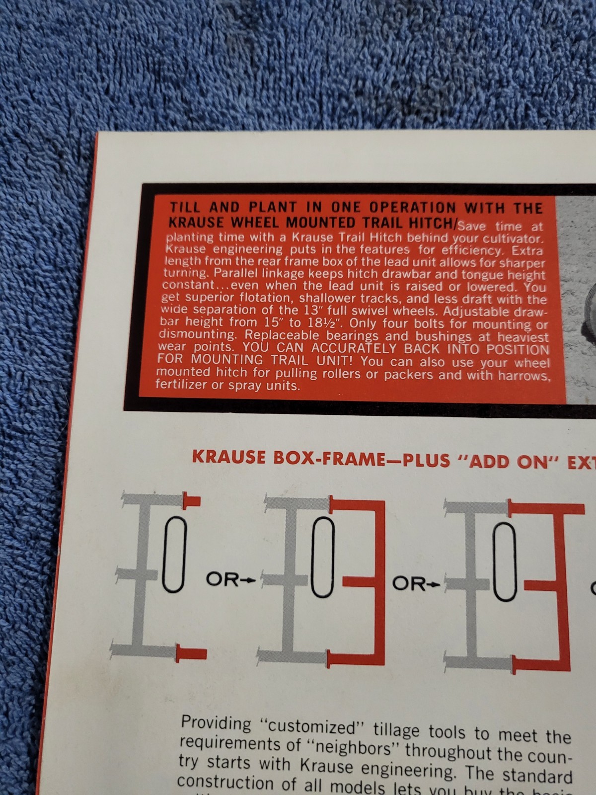 Vintage 1960s KRAUSE Field Cultivators 670-982 Sales BROCHURE Hutchinson, Kansas