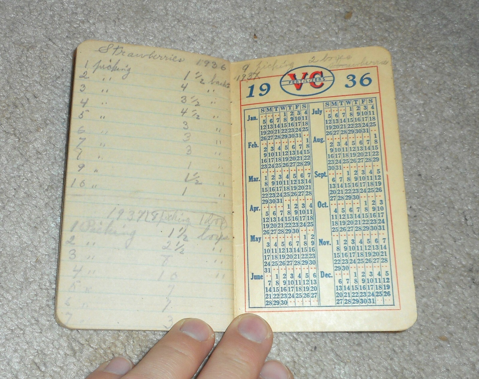 1935 Vc Fertilizers Virginia Carolina Chemical Corp Notepad Advertising Brochure