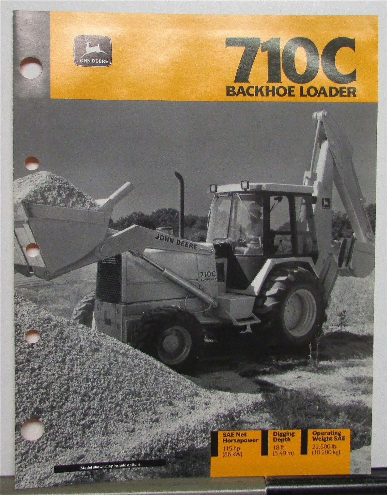 1989 John Deere 710C Backhoe Loader Specification Construction Sale Brochure