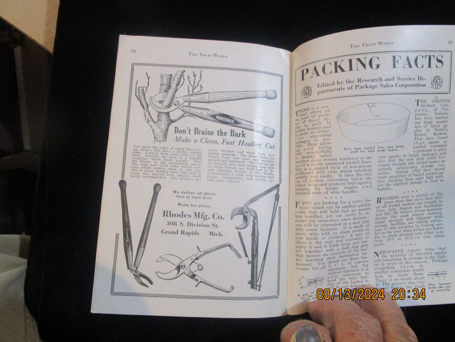 FRUIT FARMING Advertising Pamphlet 1923 CHIEF PO-KA-GON Brand Old tractors Vtg