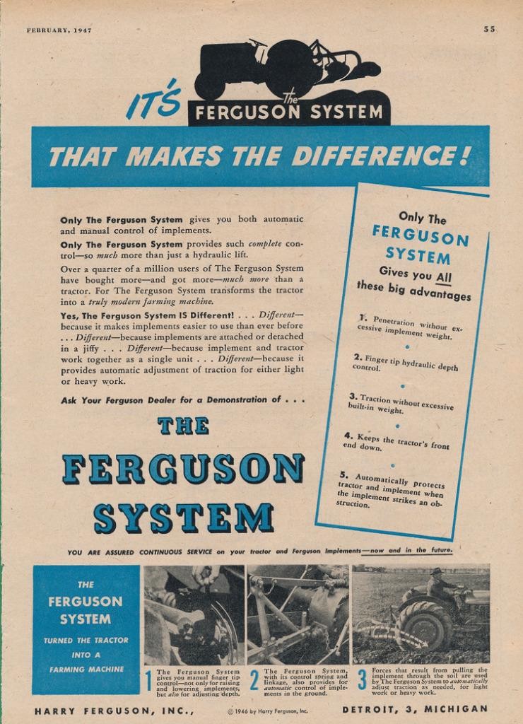 Magazine Ad – 1947 – Ferguson System Tractors – Detroit, MI