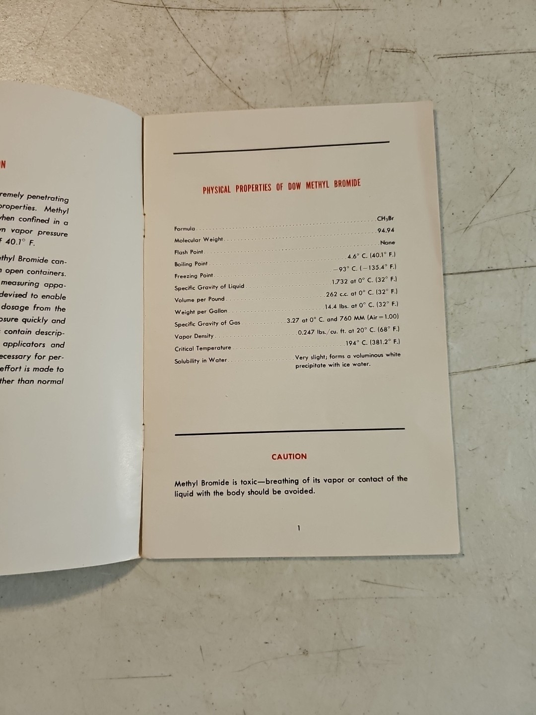 Vintage 1949 Dow Chemical Methyl Bromide Applicators &SUPPLEMENTAl INFO Brochure
