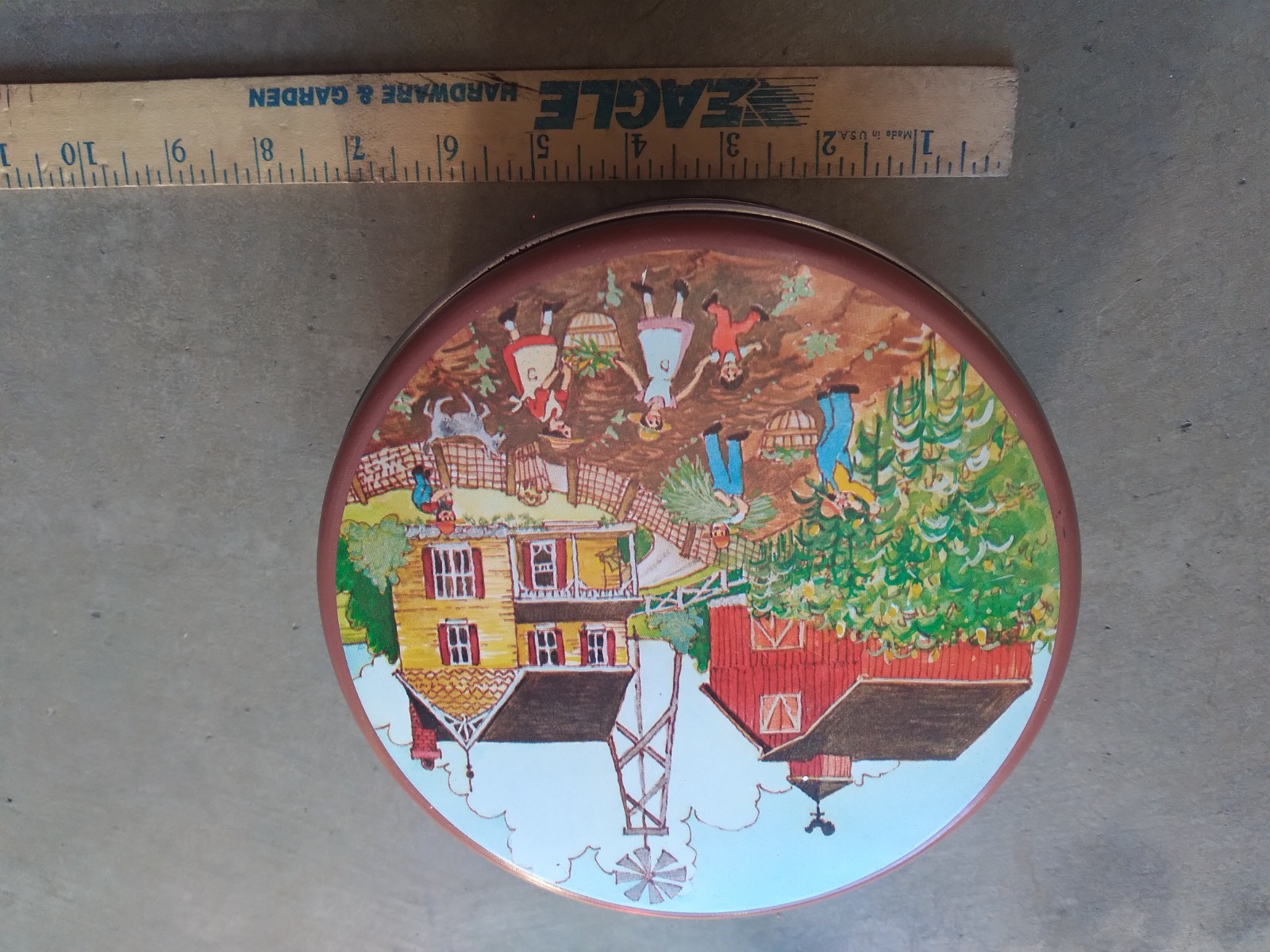 Farming Round Tin Barn Farm Collectible Corn Field Vintage