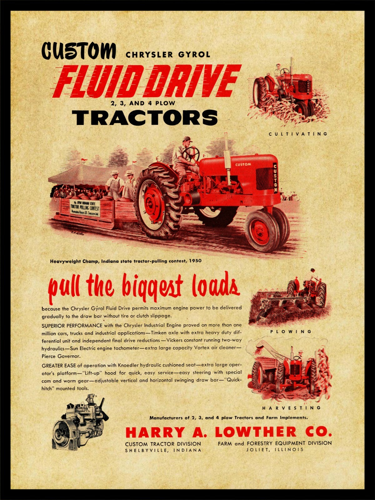1951 Custom Tractors, Fluid Drive NEW Metal Sign 24&Prime;x30&Prime; USA STEEL XL Size 7 lbs