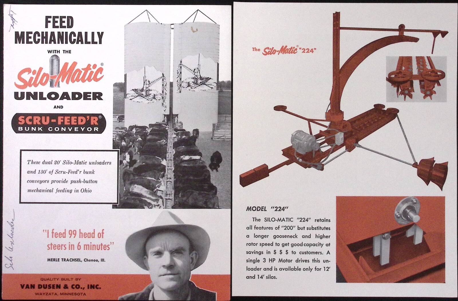 1950s Van Dusen & Co Silo Matic Unloader & Scru-Feed&rsquo;r Bunk Conveyor Brochure