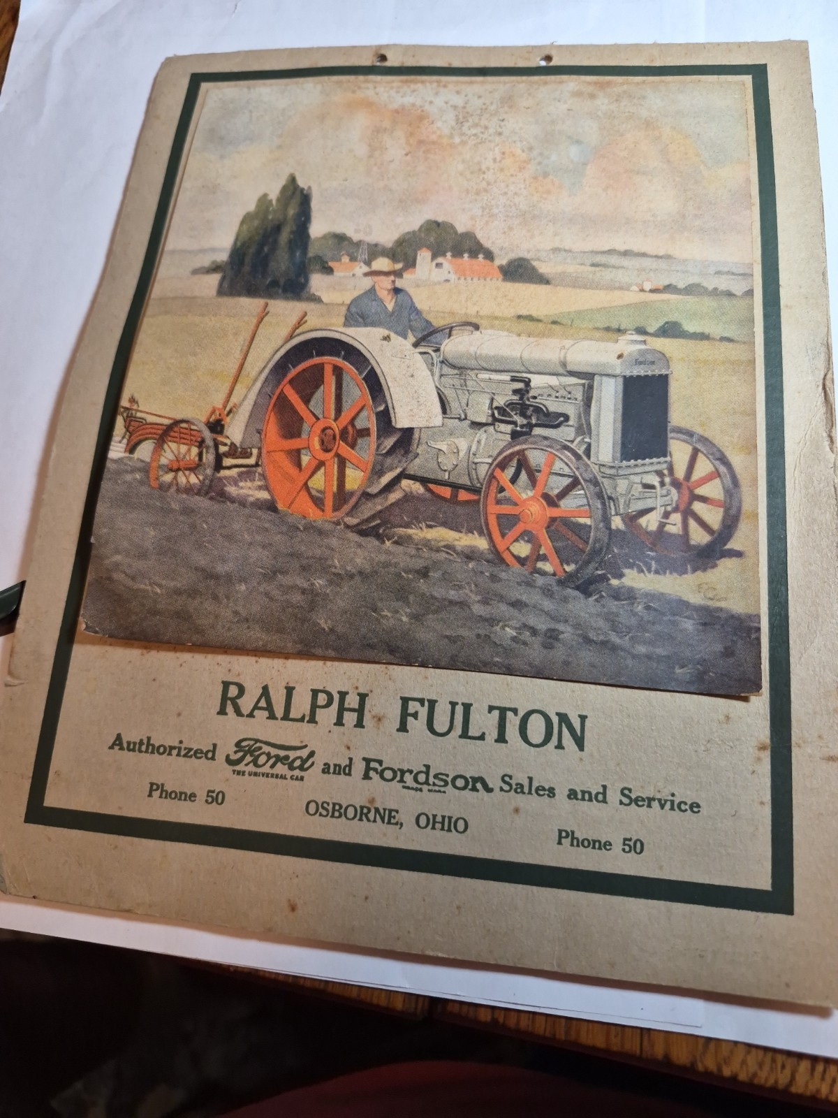 RALPH FULTON FORDSON TRACTOR CALENDAR AND PARTS LIST VINTAGE 100 Years Old! 1926