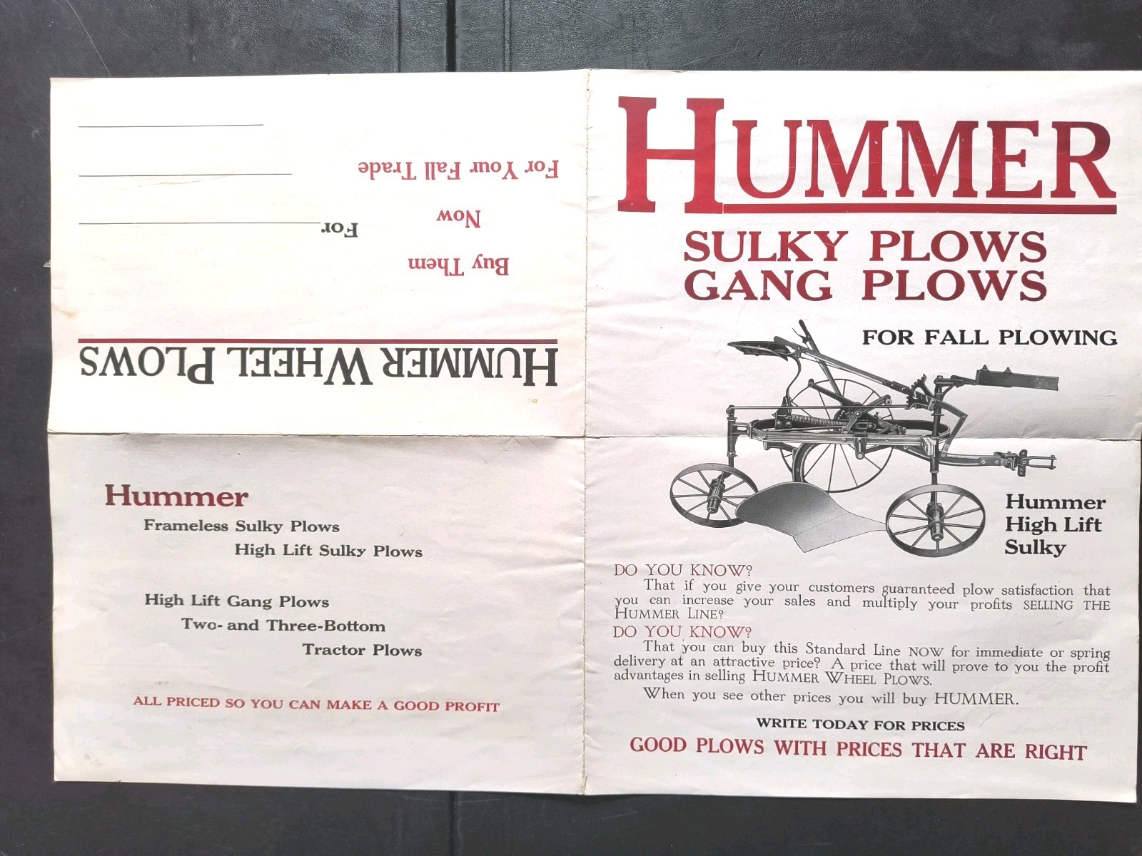 1920s Hummer Plow Works Sales Brochure Lot Springfield Ill. Farm Poster