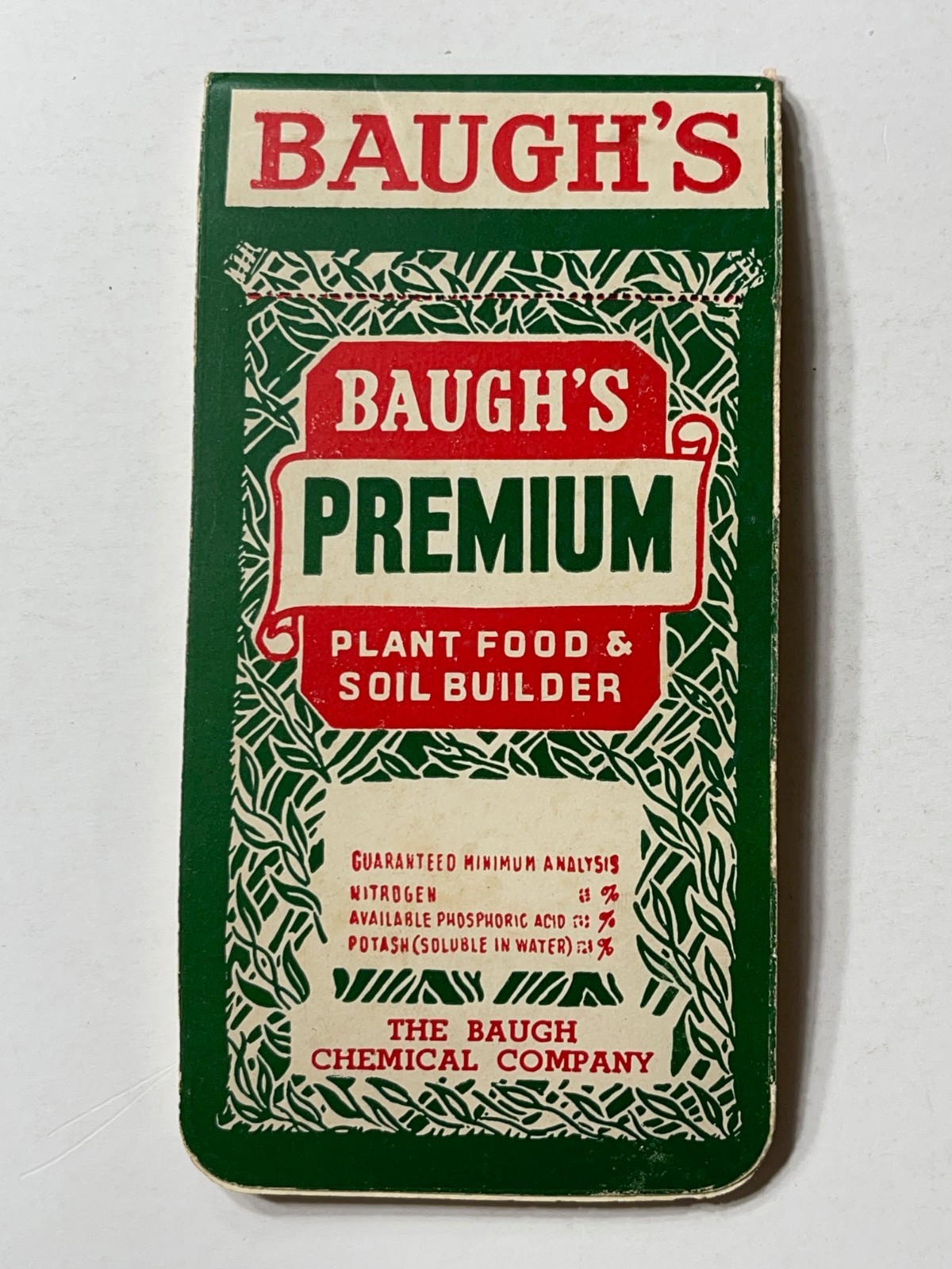 Vintage Original – Baugh&rsquo;s Premium Plant Food & Soil Builder Notepad AD Booklet