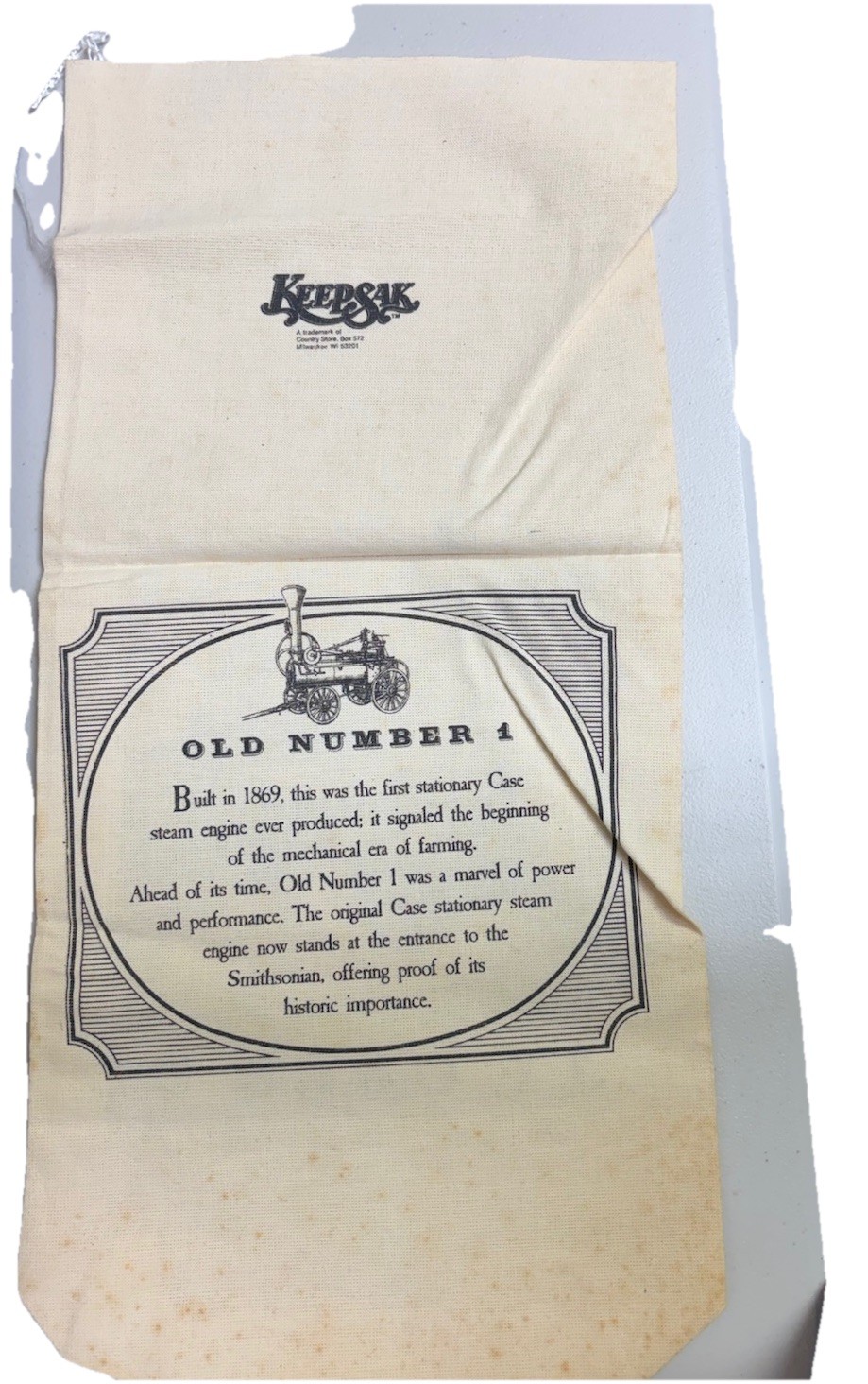 Vintage JI Case Keepsak Bag Racine Wis. Old No. 1 Train 1983 Farm Wife News