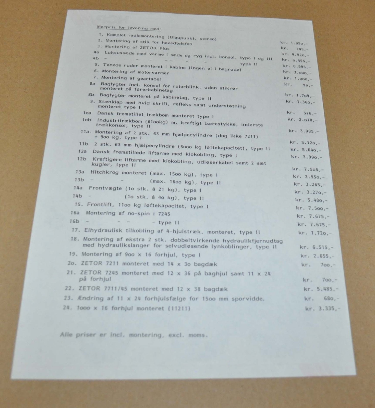 1992 Zetor Range Tractor Specification Brochure Prospekt DK