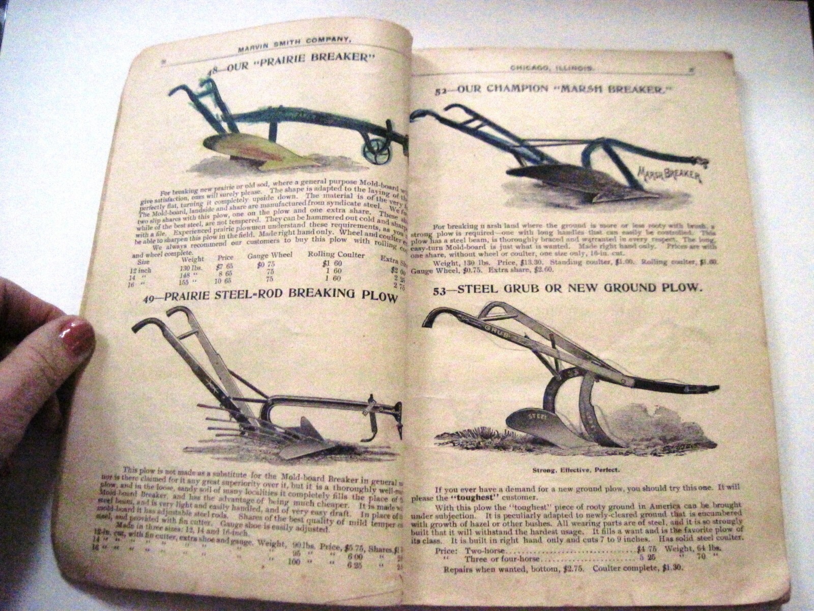 1896 Catalog for « Marvin Smith Co. » Agricultural Equipment Pulled by Horses*