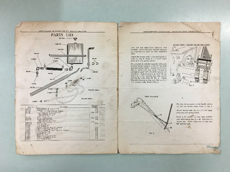 New Idea Farm Equip. – 40 Loader MG-5-X Supplementary Instructions & Parts List