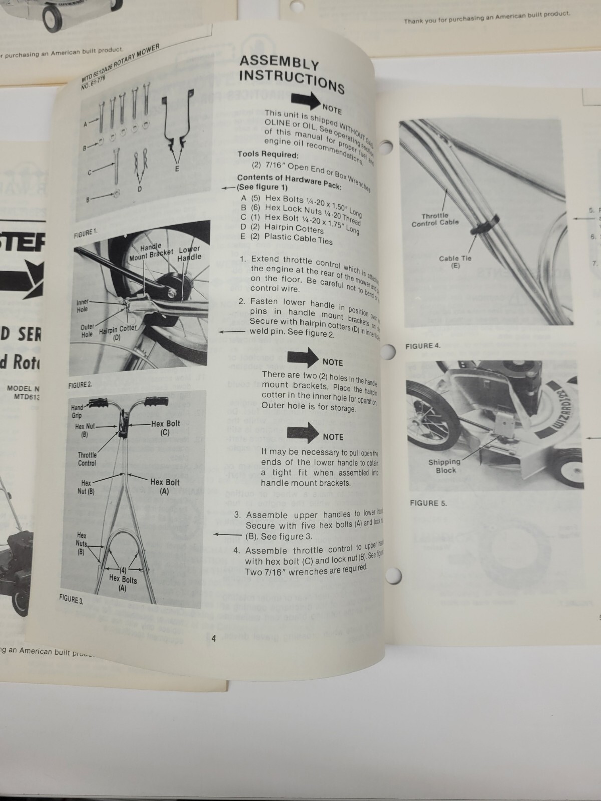 Lot VTG Western Auto WIZARD Lawn Mower Operating/Service Manual 1982