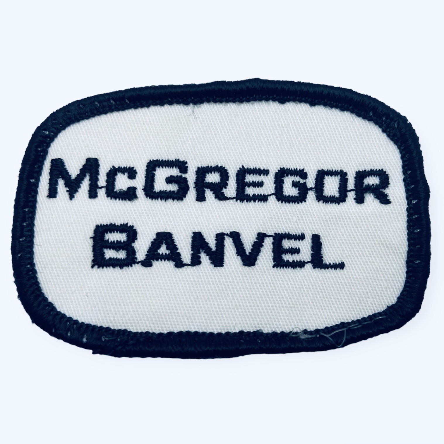 Vintage McGregor Banvel Patch 2.75”x2” White Black Agriculture Farming
