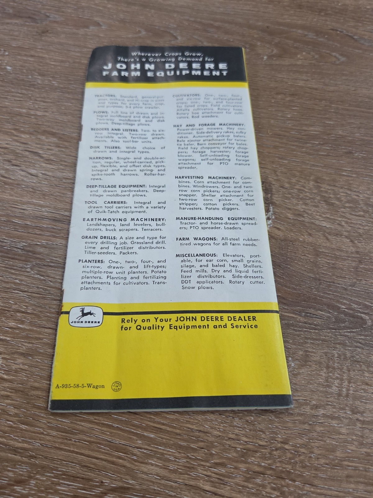 John Deere Big Four Wagons Fold Out 1958 Litho Sales BROCHURE FREE SHIPPING