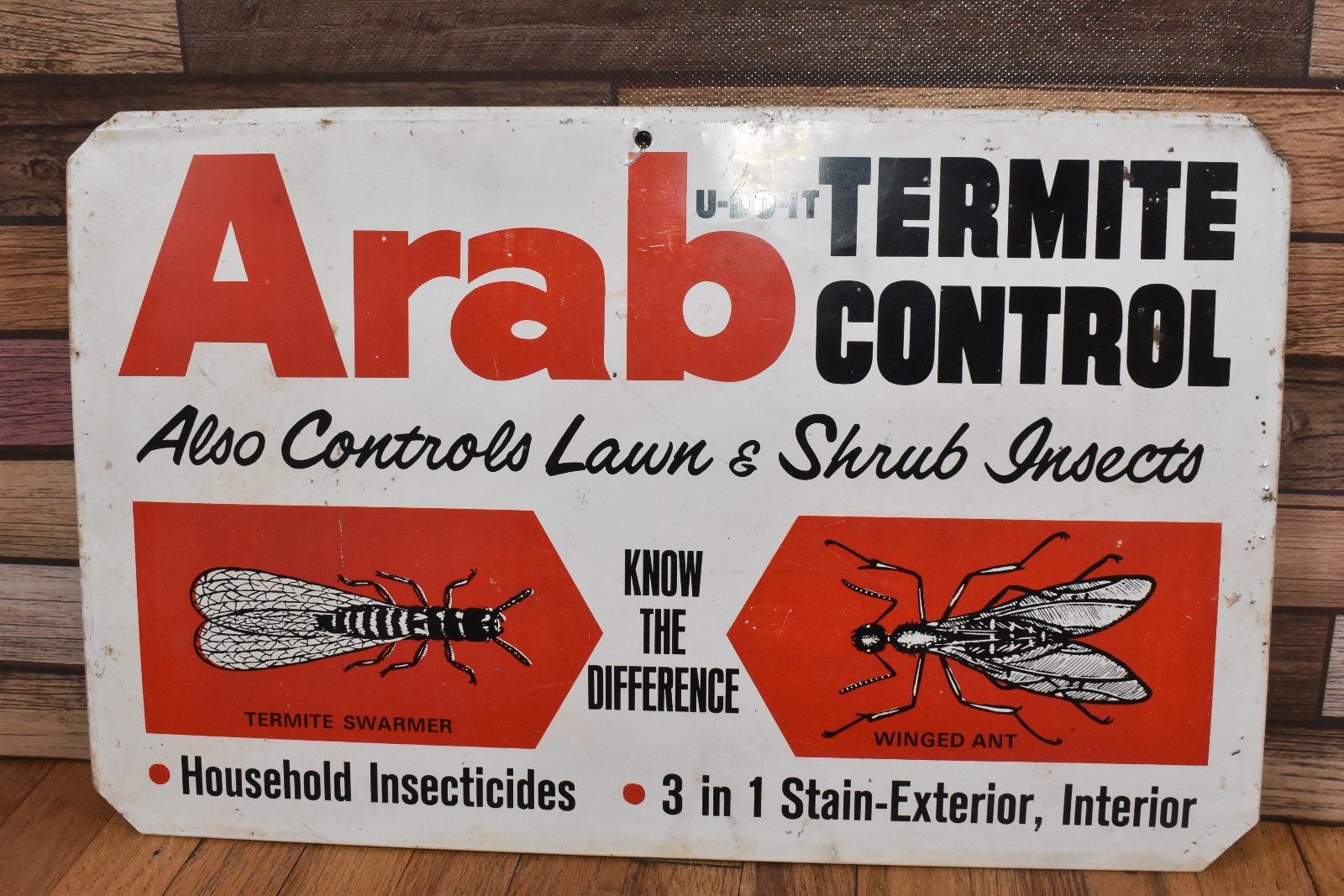 Vintage Arab U-Do-It Termite Control Insecticide Bugs Advertising Metal Sign
