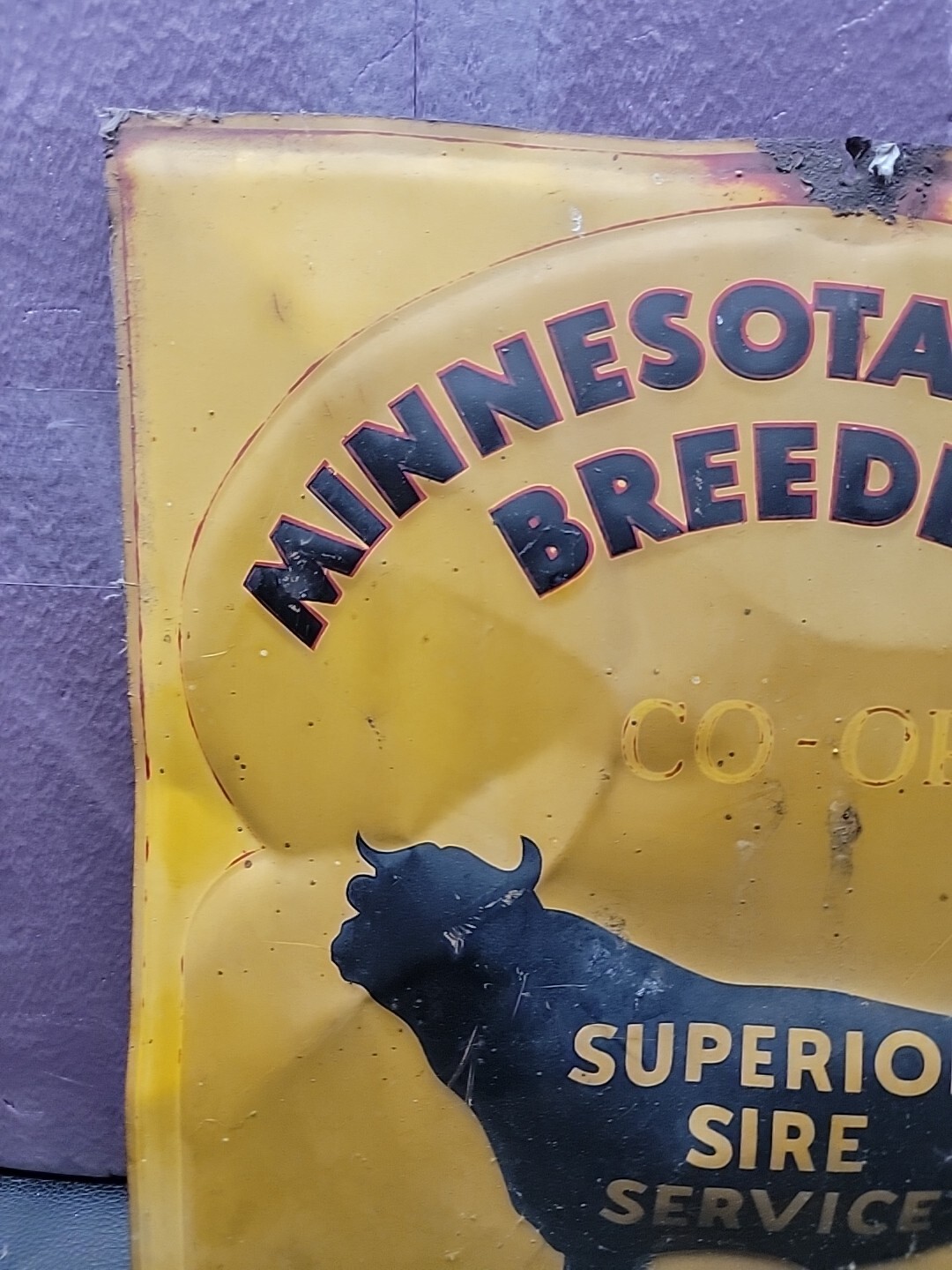 MINNESOTA VALLEY BREEDERS CO-OP Embossed Metal Sign 13&Prime;x12&Prime; / A-M Sign Co. 8-53