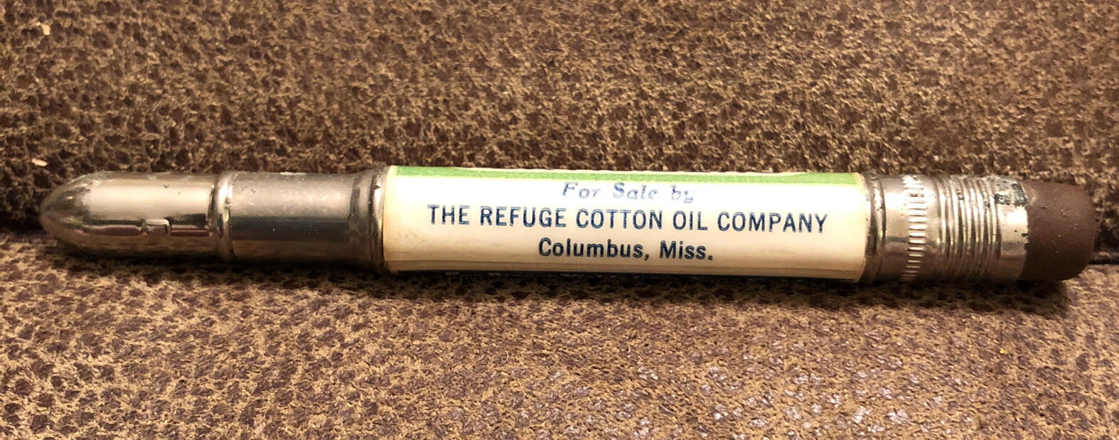 Vintage Columbus Mississippi Advertising Pencil REFUGE COTTON OIL CO – SCO-CO