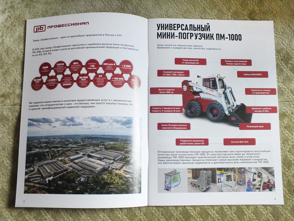 PROFESSIONAL PM-1000 Russian Skid Steer Loader Tractor Brochure 2025
