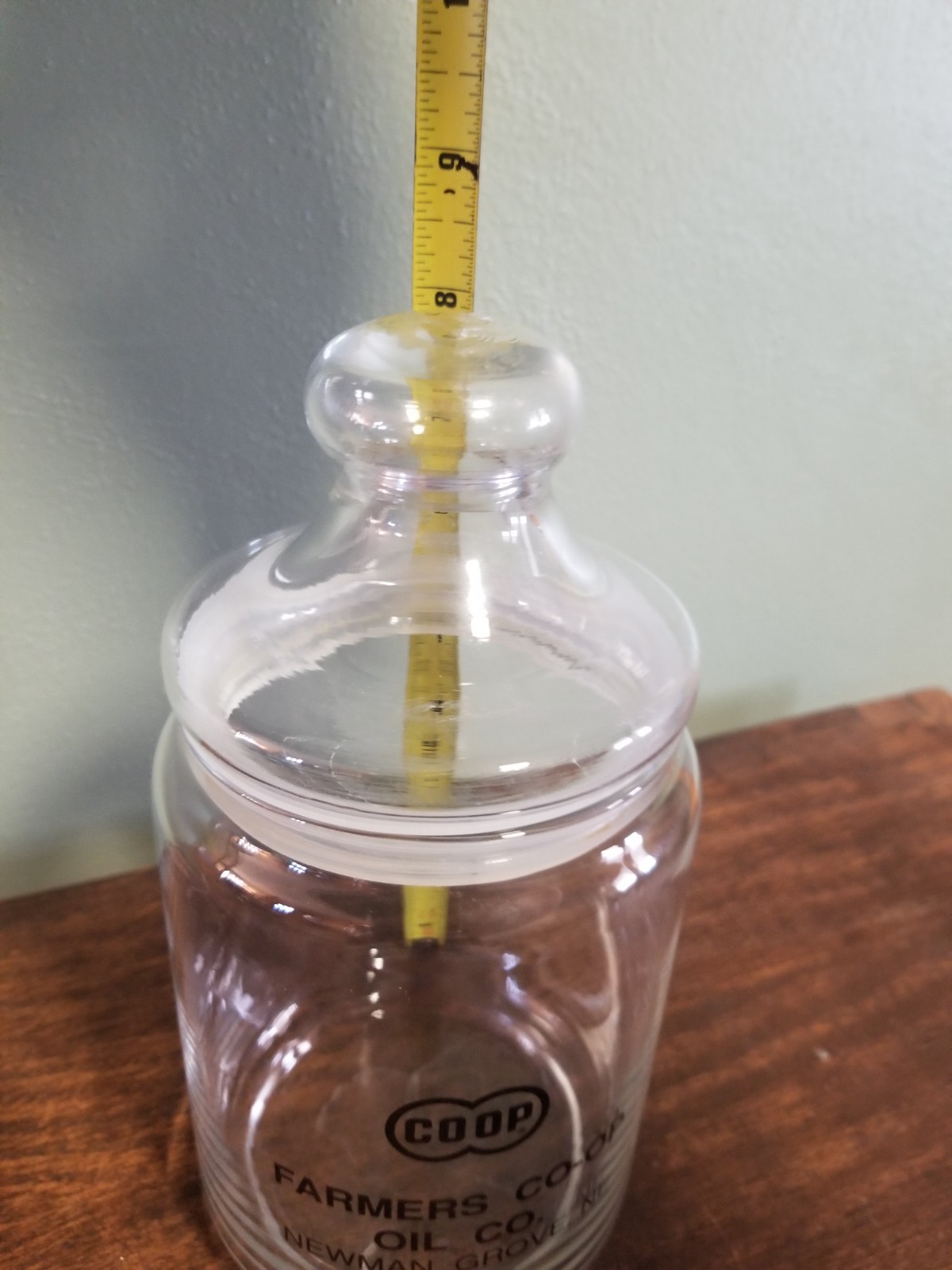 Apothecary Jar Vintage Advertising Glass with Lid Farmer&rsquo;s Co-op Oil Company