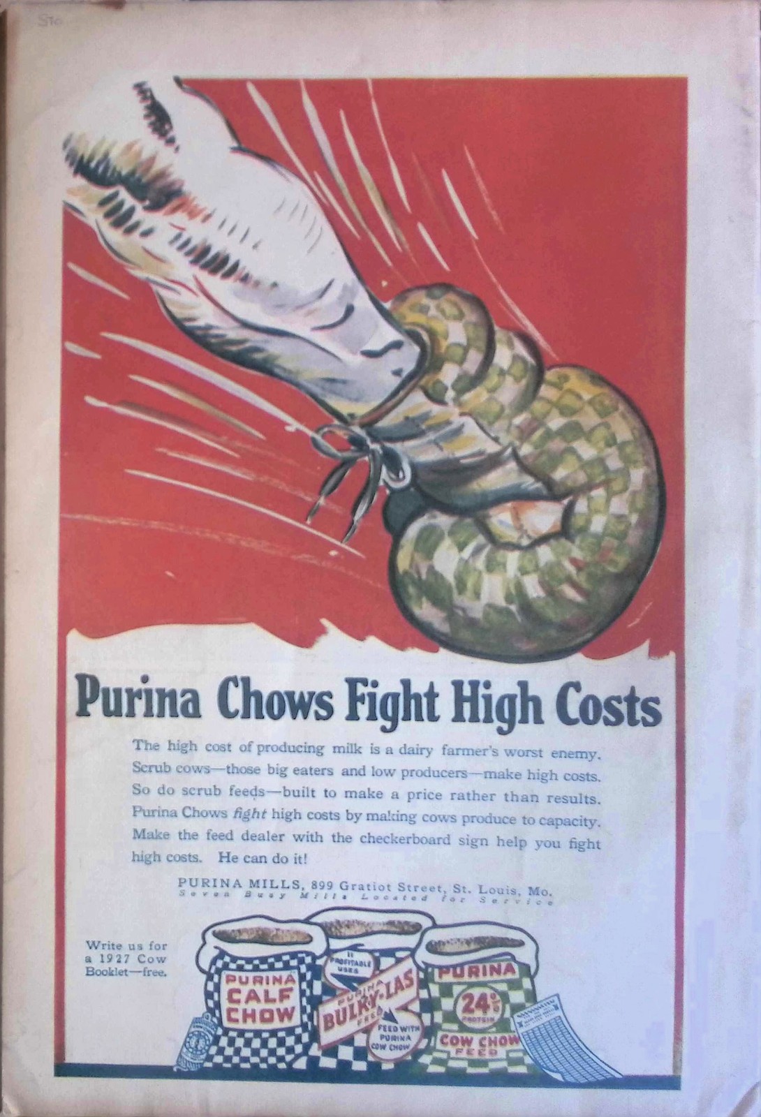 1927 Dairy Farmer March Iowa Purina Cows Barn Plan Vintage Ad