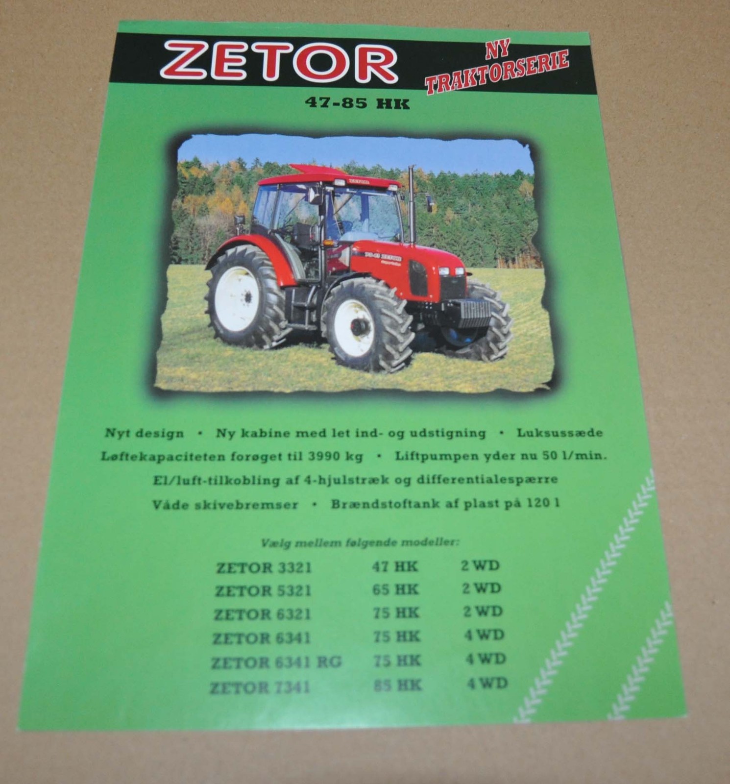 1997 Zetor 47-85 HK Tractor Specification Brochure Prospekt DK