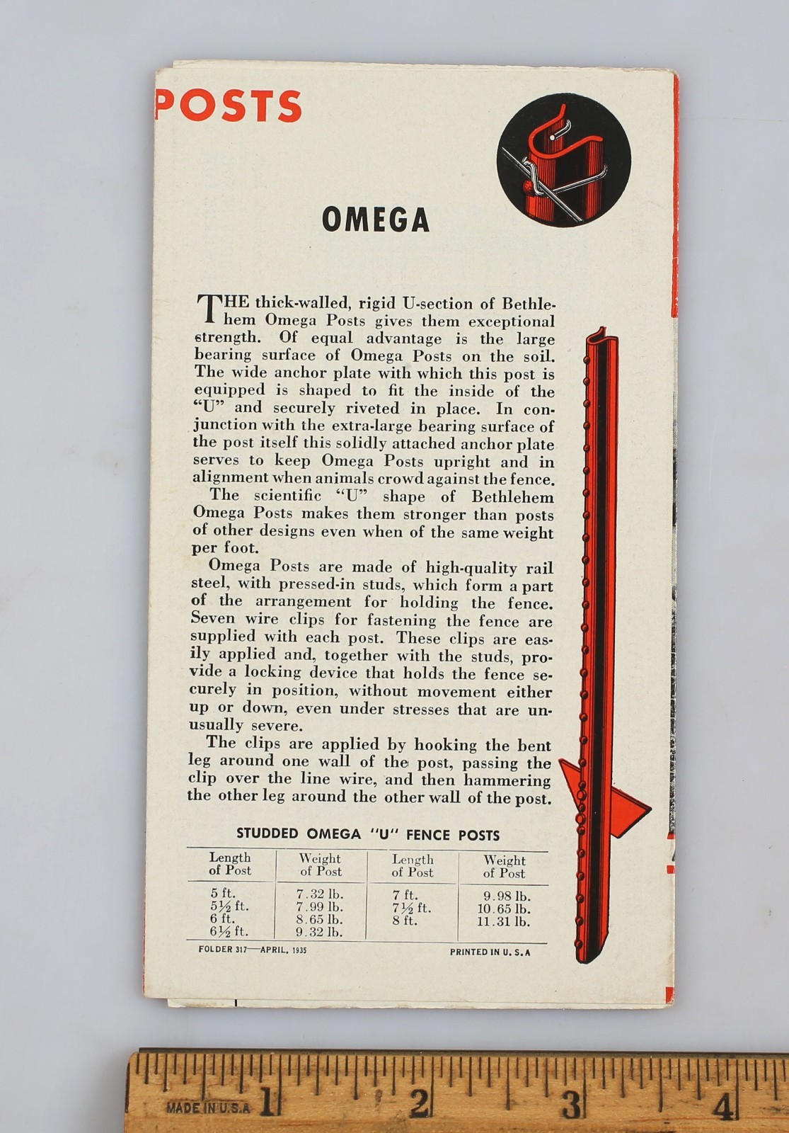 Vintage 1935 Bethlehem Cambria Copper Bearing Fence Brochure Steel Co.